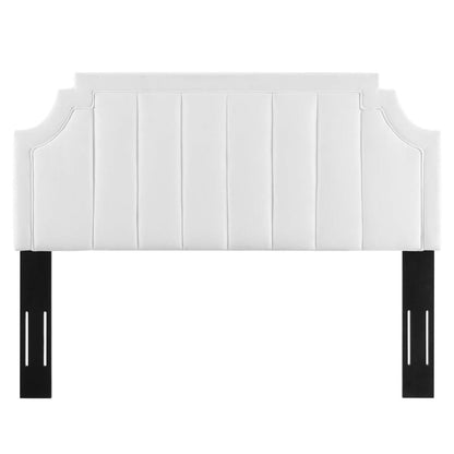 headboards | CasaFoyer Alyona Channel Tufted Performance Velvet Full/Queen Headboard | Glam Deco Style | Vintage Modern Elegance | Stain-Resistant | Adjustable | White | casafoyer.myshopify.com