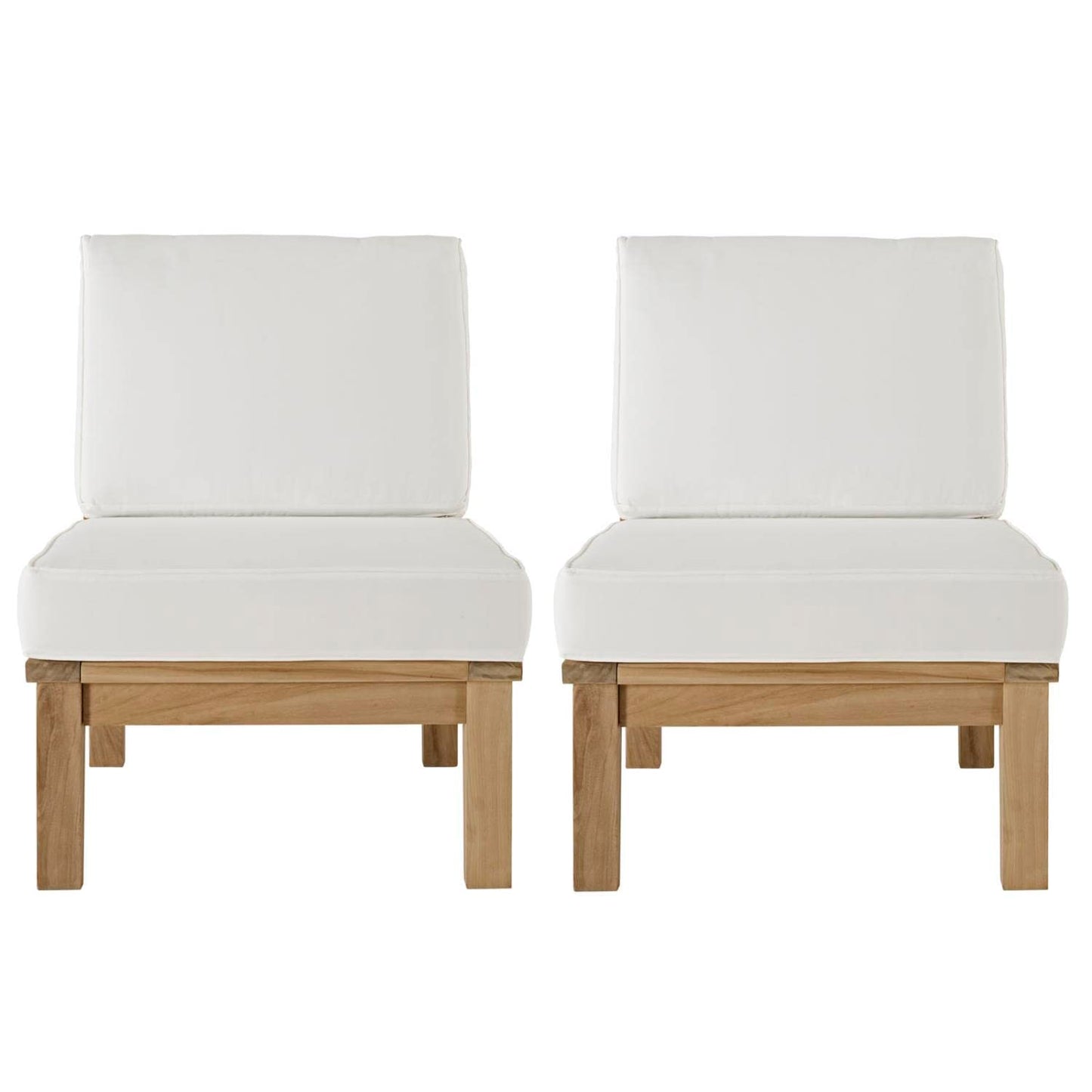 Patio Furniture Sets | Marina Teak Wood Outdoor Patio Furniture Sofa Sectional Set | Luxury, Durable, Weather-Resistant | Modern Design | 2 Piece Middle Sofa Set | casafoyer.myshopify.com