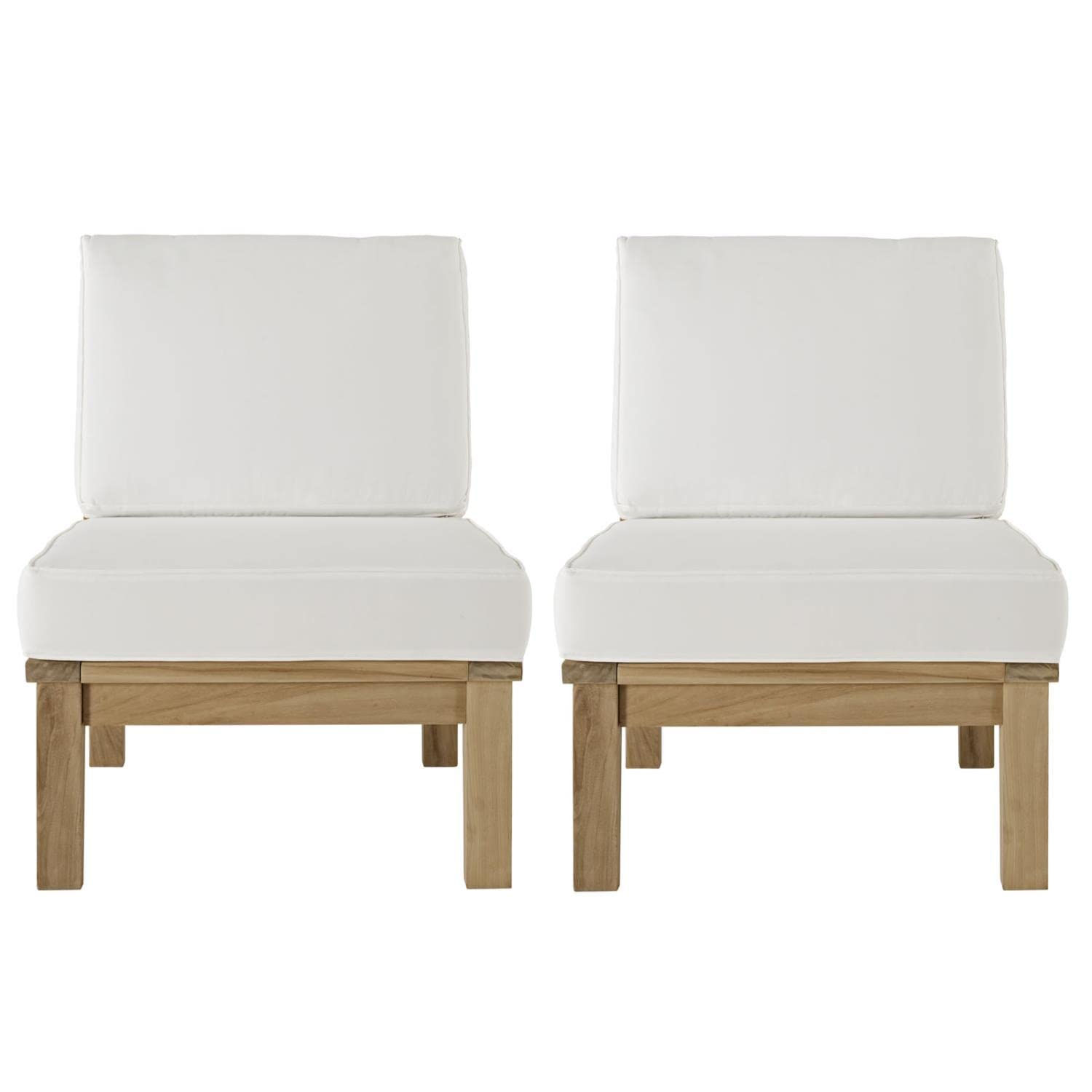 Patio Furniture Sets | Marina Teak Wood Outdoor Patio Furniture Sofa Sectional Set | Luxury, Durable, Weather-Resistant | Modern Design | 2 Piece Middle Sofa Set | casafoyer.myshopify.com
