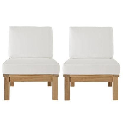 Patio Furniture Sets | Marina Teak Wood Outdoor Patio Furniture Sofa Sectional Set | Luxury, Durable, Weather-Resistant | Modern Design | 2 Piece Middle Sofa Set | casafoyer.myshopify.com