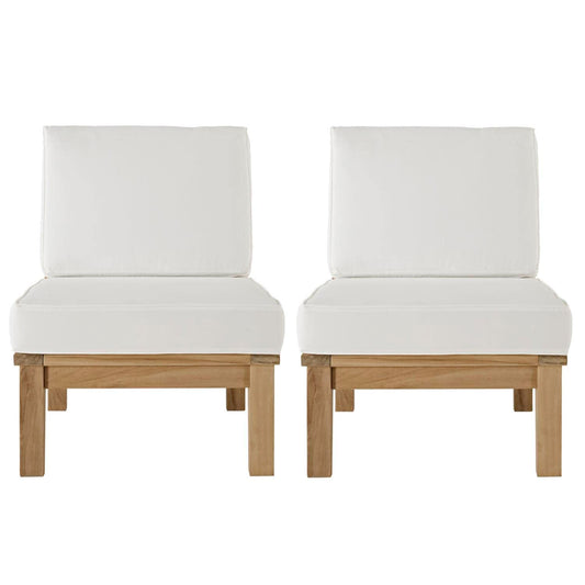 Patio Furniture Sets | Marina Teak Wood Outdoor Patio Furniture Sofa Sectional Set | Luxury, Durable, Weather-Resistant | Modern Design | 2 Piece Middle Sofa Set | casafoyer.myshopify.com