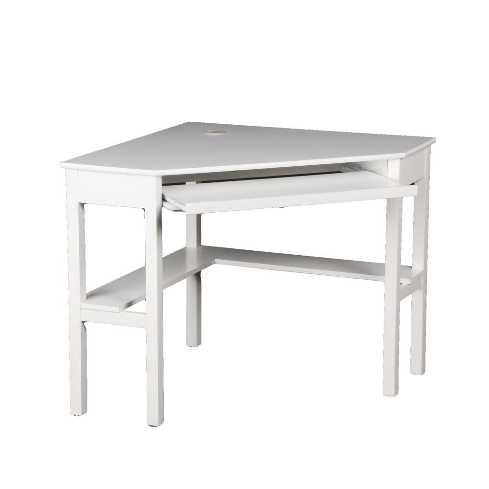 Desk | Contemporary White Corner Desk | Cord Keeper | Fold-Down Drawer | L-Shaped Shelf | Stylish & Practical Home Office Furniture | casafoyer.myshopify.com