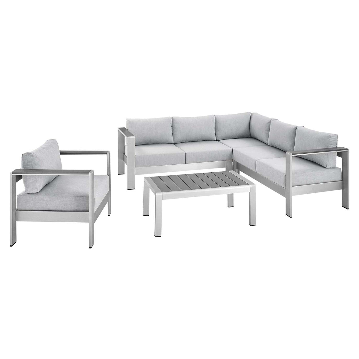 sofas | CasaFoyer Shore Outdoor Patio Aluminum 5 Piece Sectional Sofa Set | Durable Weatherproof Design | Sunbrella Fabric | Ideal for Casual Gatherings | casafoyer.myshopify.com
