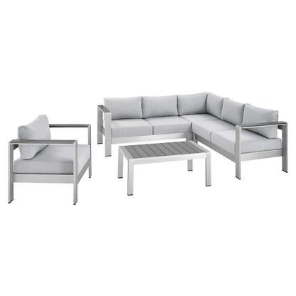 sofas | CasaFoyer Shore Outdoor Patio Aluminum 5 Piece Sectional Sofa Set | Durable Weatherproof Design | Sunbrella Fabric | Ideal for Casual Gatherings | casafoyer.myshopify.com