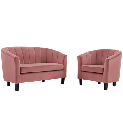 kitchen and dining room sets | CasaFoyer Prospect Performance Velvet Loveseat & Armchair Set | Elegant & Sophisticated | Stain-Resistant | Barrel Back Design with Chic Channel Tufting | Comfortable & Durable | Navy Color | casafoyer.myshopify.com