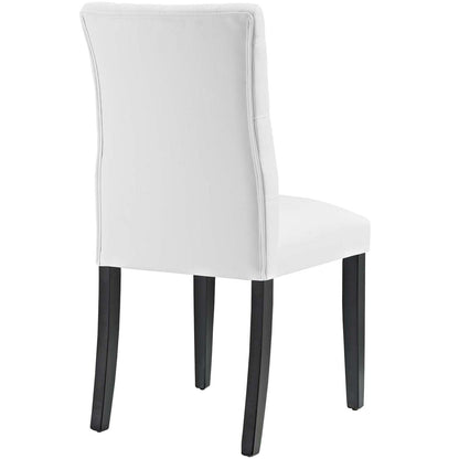 home office desk chairs | CasaFoyer Duchess Dining Chair Set of 2 | Elegant Curvy Design | Tufted Button Back | Comfortable Foam Padding | Vinyl Upholstery | Wood Legs | Non-Marking Foot Caps | White | casafoyer.myshopify.com