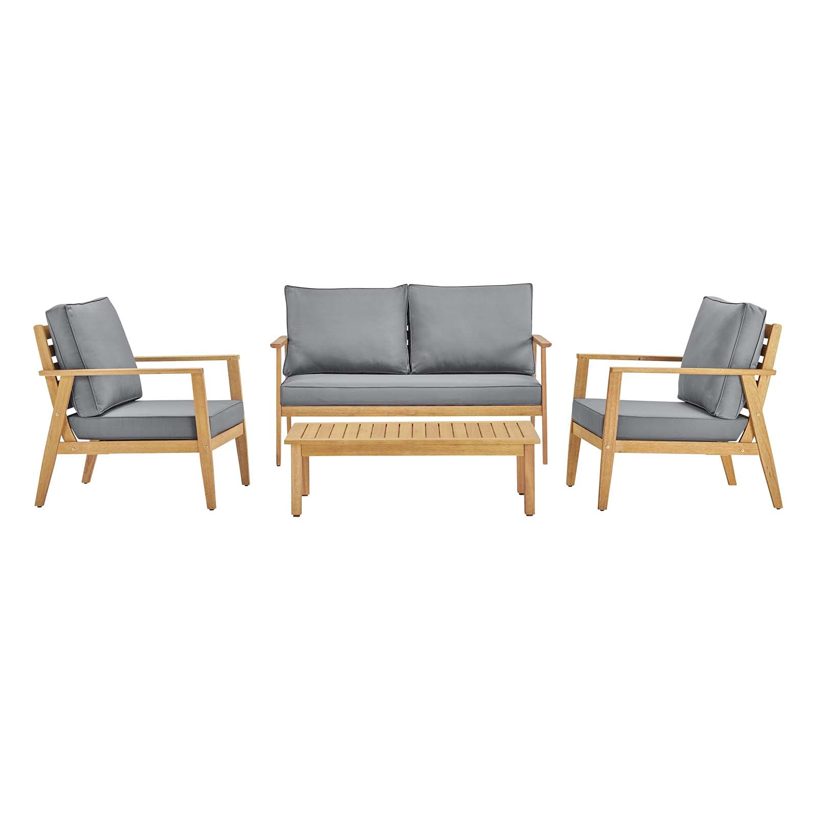 kitchen and dining room sets | CasaFoyer Syracuse Outdoor Patio Eucalyptus Wood 4 Piece Furniture Set | Modern Design | FSC Certified | Includes Armchairs, Loveseat, Coffee Table | casafoyer.myshopify.com