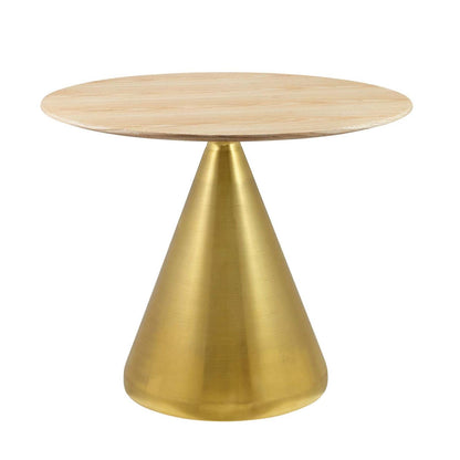 patio dining tables | CasaFoyer Tupelo 36 Dining Table | Modern Style | Mid-Century Influence | Polished Gold Metal Base | MDF & Wood Grain Veneer | Non-Marking Ring | Easy Assembly | casafoyer.myshopify.com