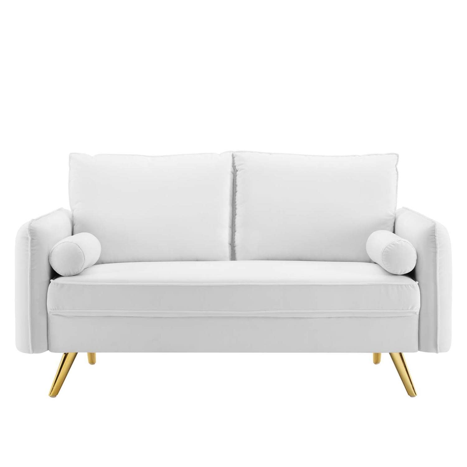 sofas | CasaFoyer Revive Upholstered Performance Velvet Loveseat | Comfortable Design | Stain-Resistant | Gold Legs | White | casafoyer.myshopify.com