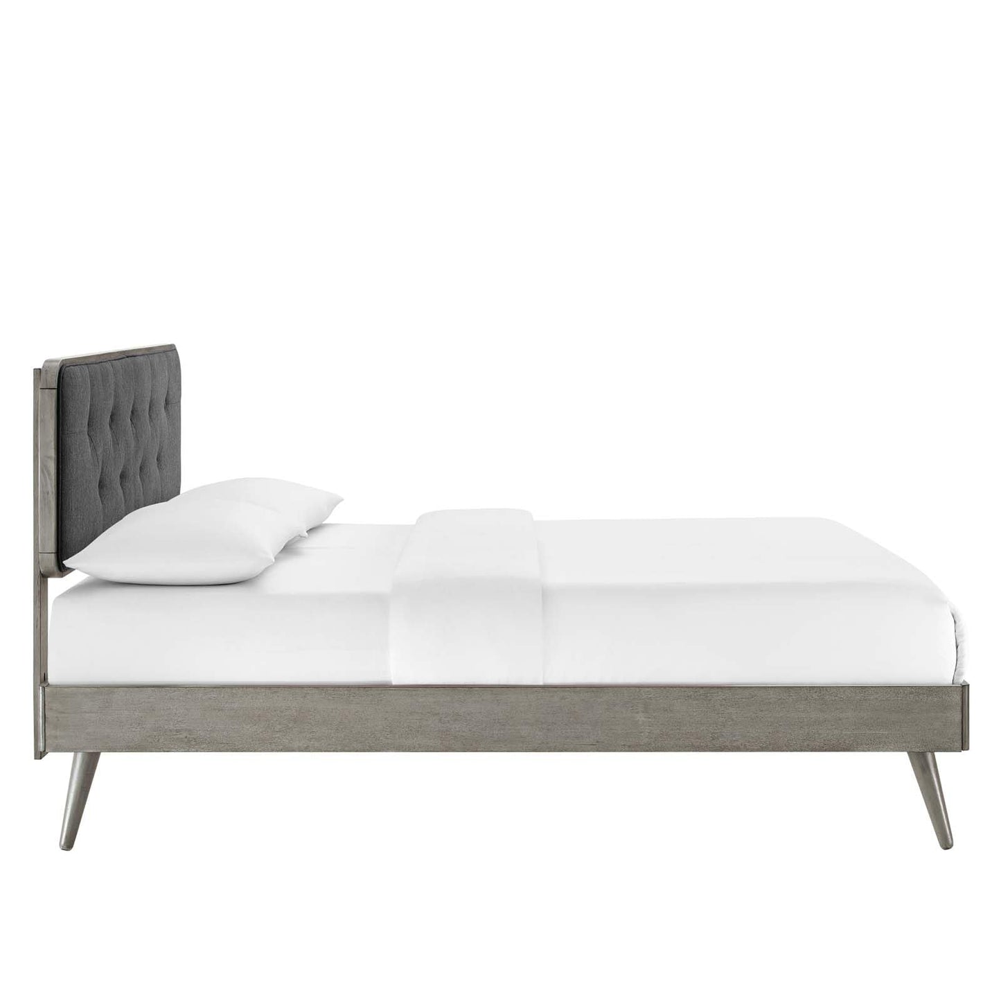 adjustable bed bases | CasaFoyer Bridgette Tufted Wood King Platform Bed | Modern Design | Wood Grain Frame | No Box Spring Needed | Supports Various Mattresses | Gray Charcoal | casafoyer.myshopify.com