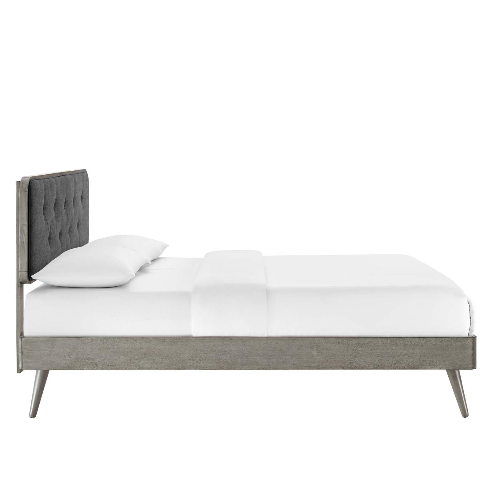 adjustable bed bases | CasaFoyer Bridgette Tufted Wood King Platform Bed | Modern Design | Wood Grain Frame | No Box Spring Needed | Supports Various Mattresses | Gray Charcoal | casafoyer.myshopify.com