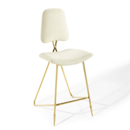 barstools | CasaFoyer Ponder Upholstered Performance Velvet Dining Room Bar Stool | Comfortable & Durable | Gold Stainless Steel Base | Set of 1 | casafoyer.myshopify.com