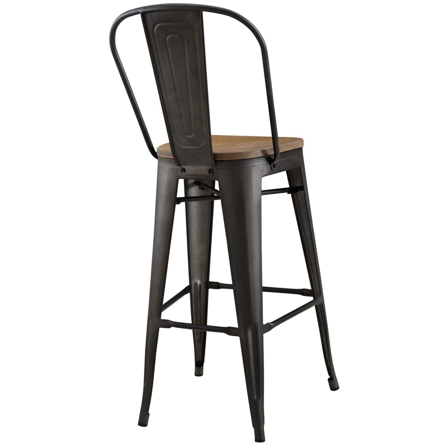 barstools | CasaFoyer Promenade Side Bamboo & Metal Bar Stool | Vintage Steel Finish | Industrial Modernity for Breakfast Nook or Bar Area | casafoyer.myshopify.com