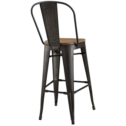 barstools | CasaFoyer Promenade Side Bamboo & Metal Bar Stool | Vintage Steel Finish | Industrial Modernity for Breakfast Nook or Bar Area | casafoyer.myshopify.com