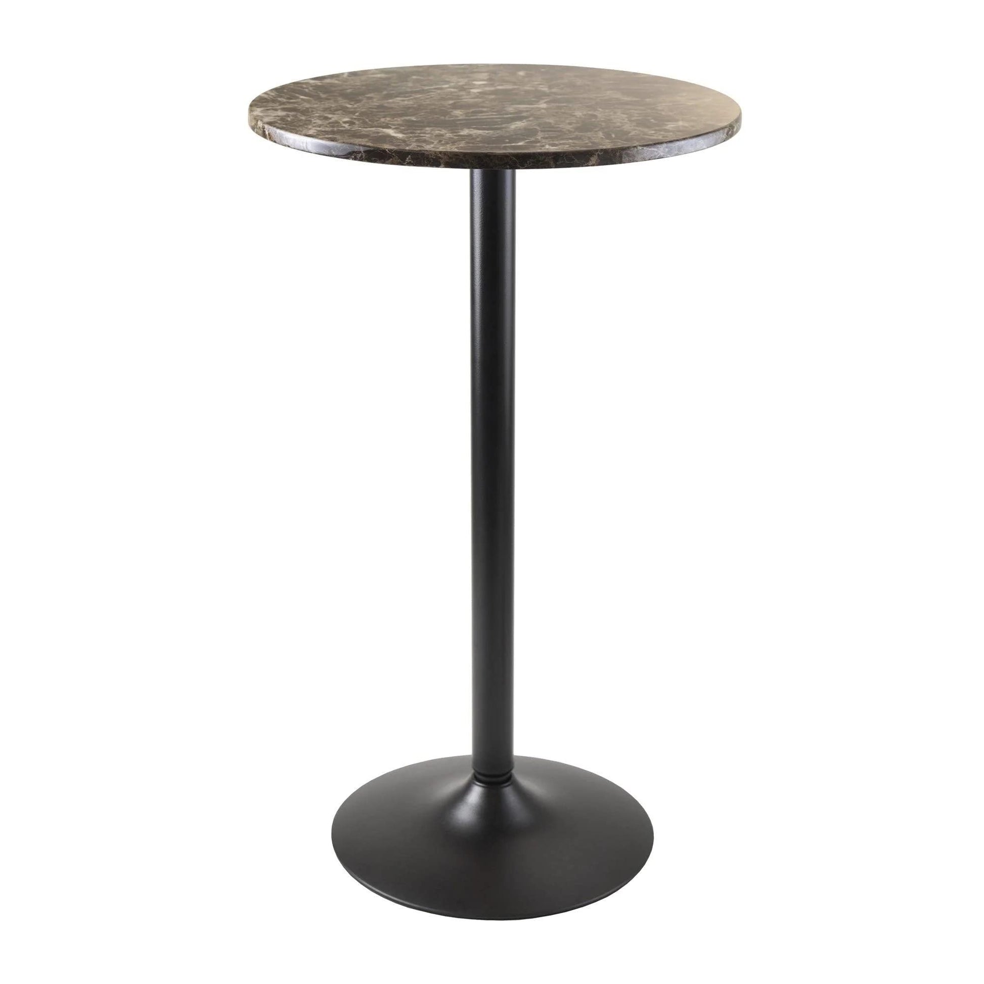TABLE | Ergode  Wood Cora Pub Table | Stylish & Compact | Faux Marble Top | Black Base | Easy to Clean | Minimal Assembly | 23.6 Circumference | 39.76 H | casafoyer.myshopify.com