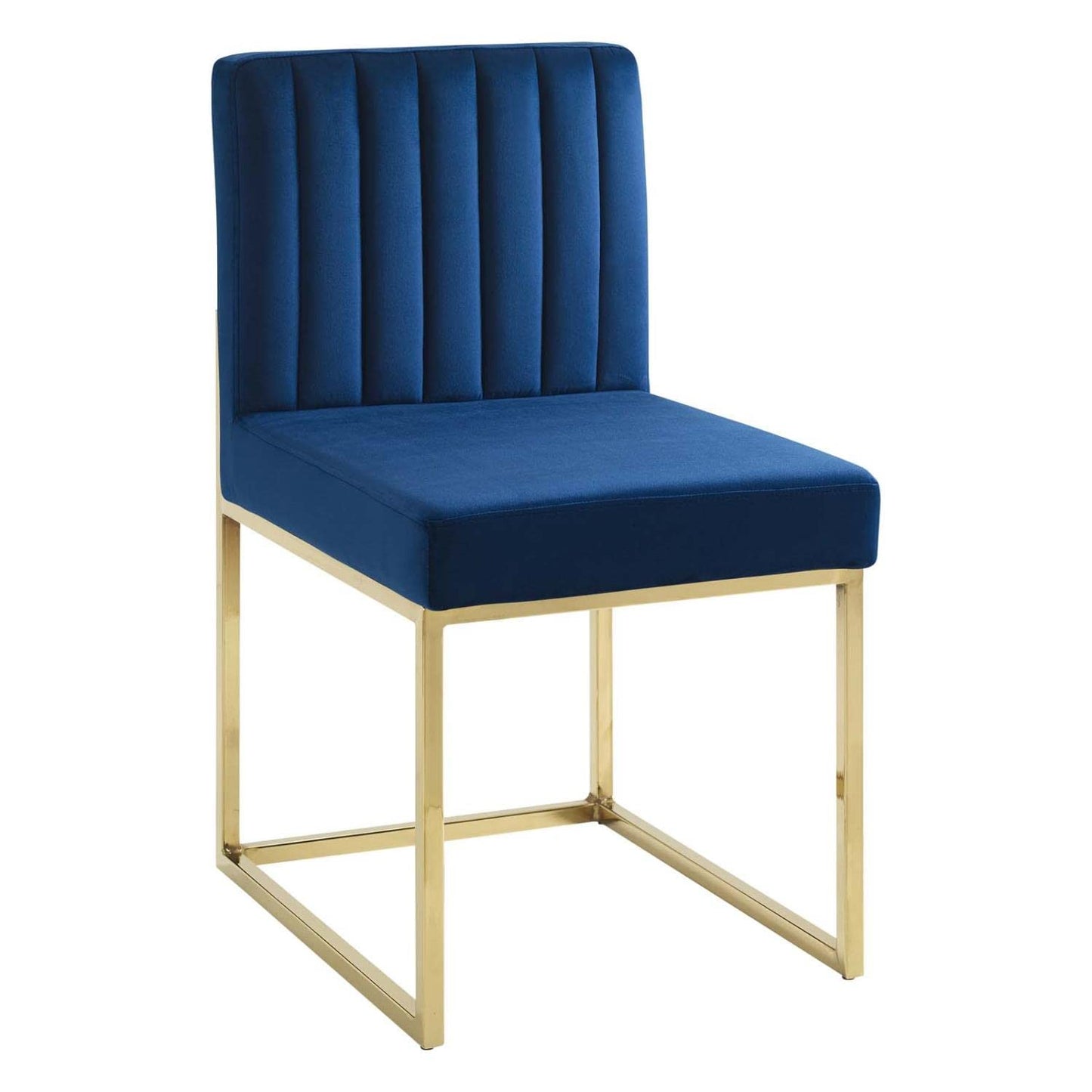 home office desk chairs | CasaFoyer Carriage Channel Tufted Performance Velvet Dining Chair | Gold Sled Base | Set of 2 | Stain-Resistant | Art Deco Inspired | 331 lbs Weight Capacity | casafoyer.myshopify.com
