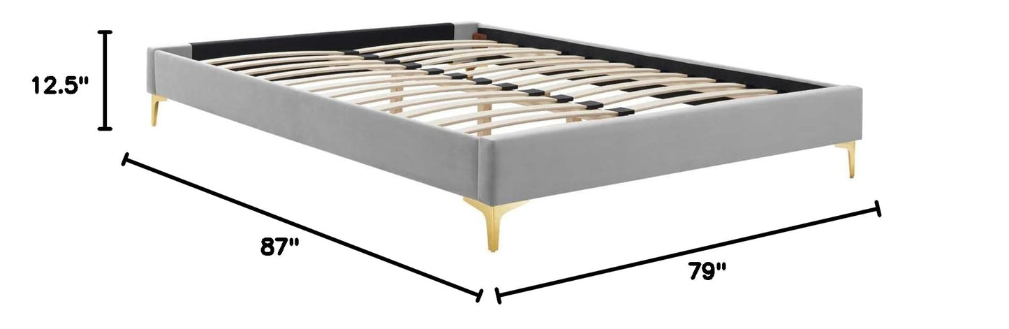 Bed | CasaFoyer Sutton Performance Velvet King Bed Frame | Stain-Resistant | Gold Metal Legs | No Box Spring Needed | 800 lbs Weight Capacity | casafoyer.myshopify.com