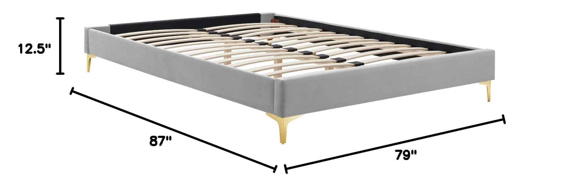 Bed | CasaFoyer Sutton Performance Velvet King Bed Frame | Stain-Resistant | Gold Metal Legs | No Box Spring Needed | 800 lbs Weight Capacity | casafoyer.myshopify.com