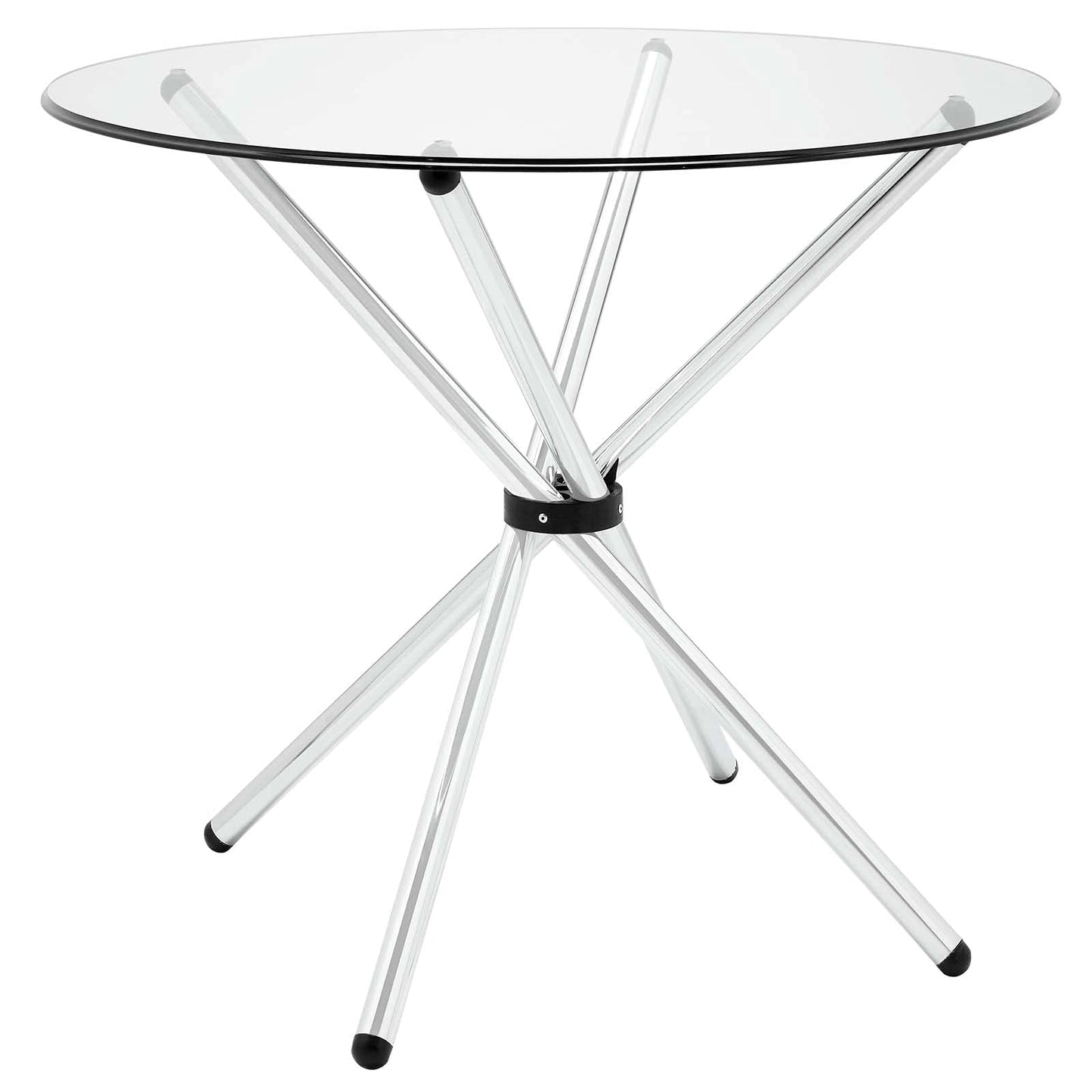 Dining Table | Modern Baton Dining Table | Tempered Glass Top | Unique Baton Base | Chrome Plated Tubular Base | Scratch-Resistant | Contemporary Makeover | casafoyer.myshopify.com
