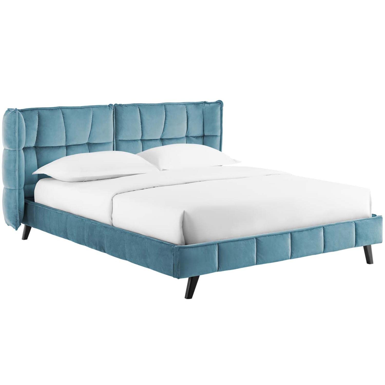 adjustable bed bases | CasaFoyer Makenna Performance Velvet Queen Platform Bed | Comfortable & Stylish | Tufted Headboard | Stain-Resistant Fabric | Wood Slat Support | 1322 lbs Weight Capacity | casafoyer.myshopify.com