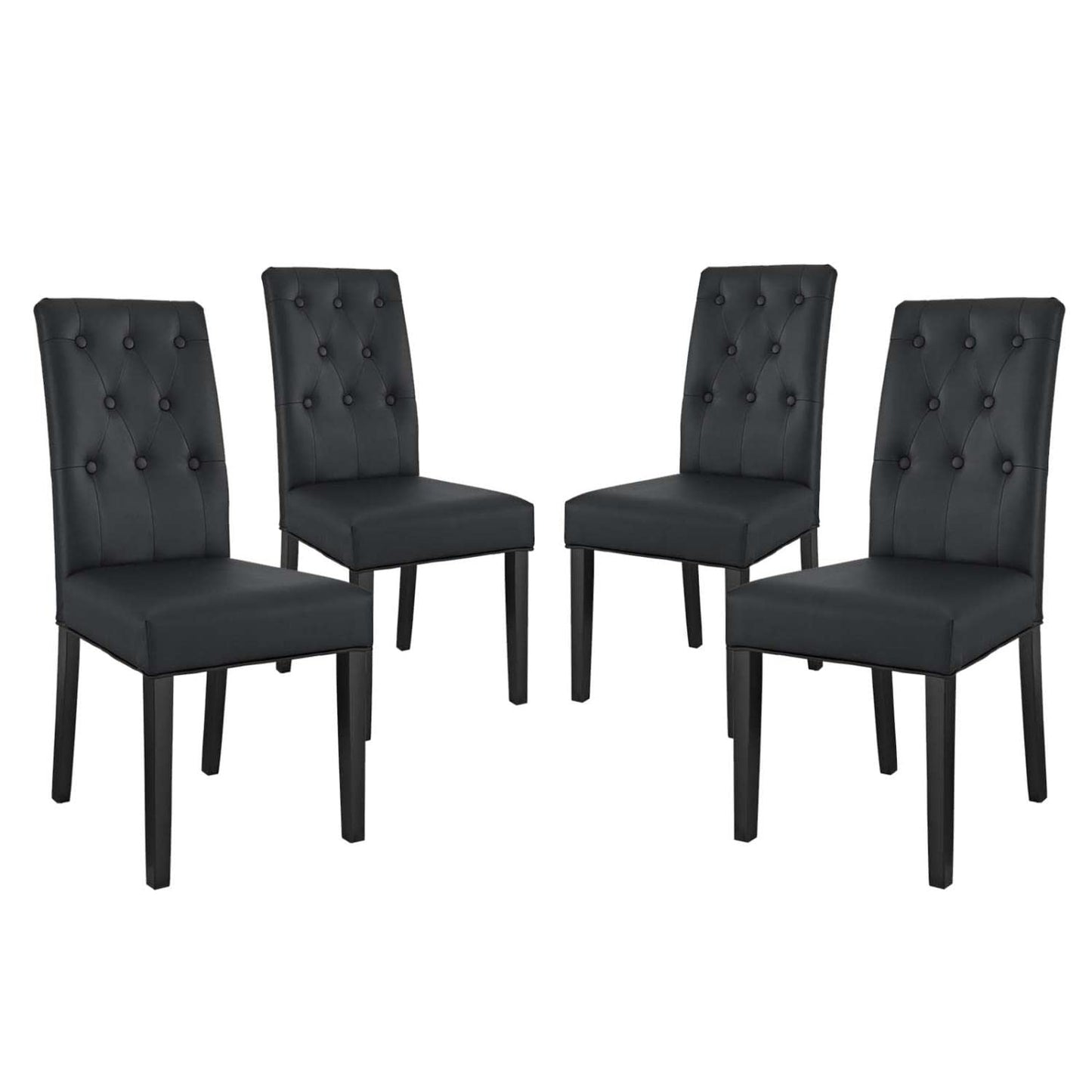 home office desk chairs | CasaFoyer Confer Button Tufted Faux Leather Dining Side Chair Set | Elegant Vintage Glamour | Comfortable & Sophisticated | Set of 4 | casafoyer.myshopify.com