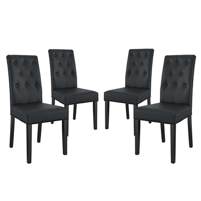 home office desk chairs | CasaFoyer Confer Button Tufted Faux Leather Dining Side Chair Set | Elegant Vintage Glamour | Comfortable & Sophisticated | Set of 4 | casafoyer.myshopify.com