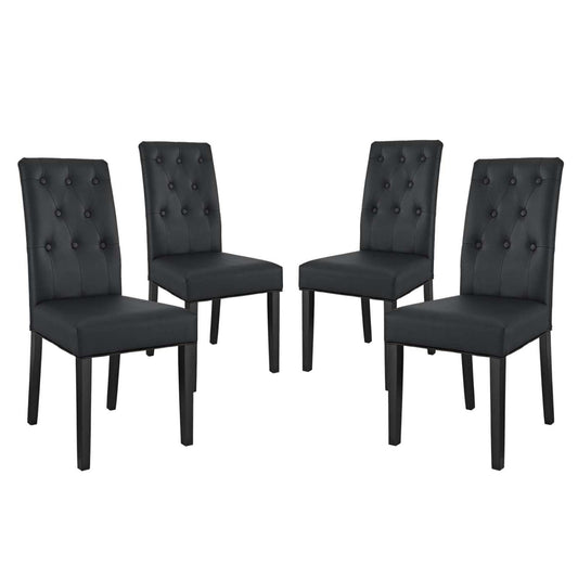 home office desk chairs | CasaFoyer Confer Button Tufted Faux Leather Dining Side Chair Set | Elegant Vintage Glamour | Comfortable & Sophisticated | Set of 4 | casafoyer.myshopify.com