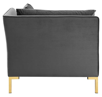 sofas | CasaFoyer Ardent Performance Velvet Sofa | Vintage Modern & Glam Deco Style | Versatile Sectional Design | Stain-Resistant | Dense Foam Padding | Gold Metal Legs | 3-Seater | Gray | casafoyer.myshopify.com