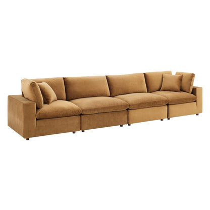 sofas | CasaFoyer Commix Cozy 4-Seater Sofa | Stain-Resistant Velvet | Solid Wood Construction | Foam Padded Cushions | Duck Down Fill | casafoyer.myshopify.com