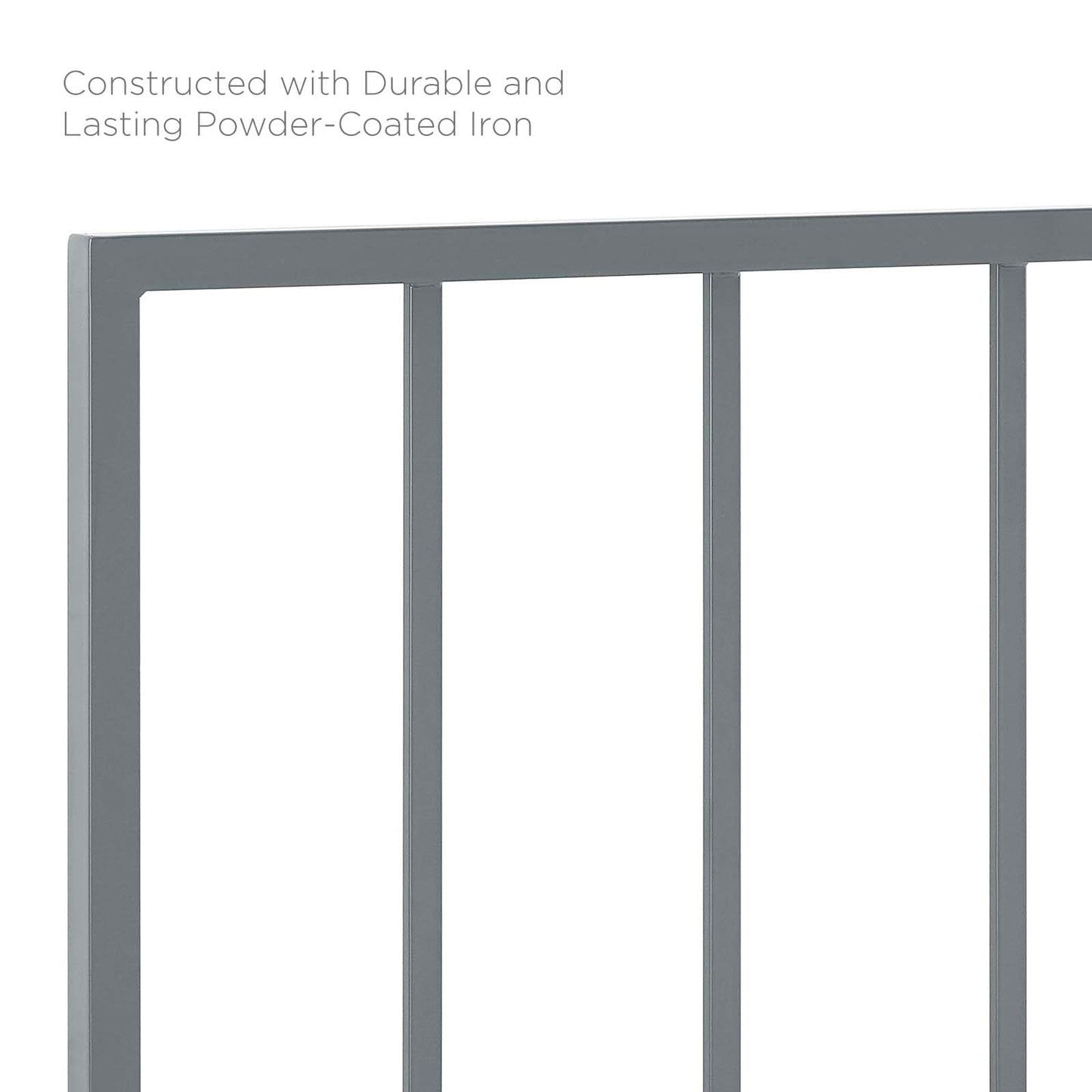 Bed | CasaFoyer Tatum Metal King Headboard | Stylish Silhouette | Squared Lines | Spindle Detail | Durable Iron Construction | Powder Coated Finish | Height-Adjustable | Compatible with Most King Beds | Assembly Required | casafoyer.myshopify.com