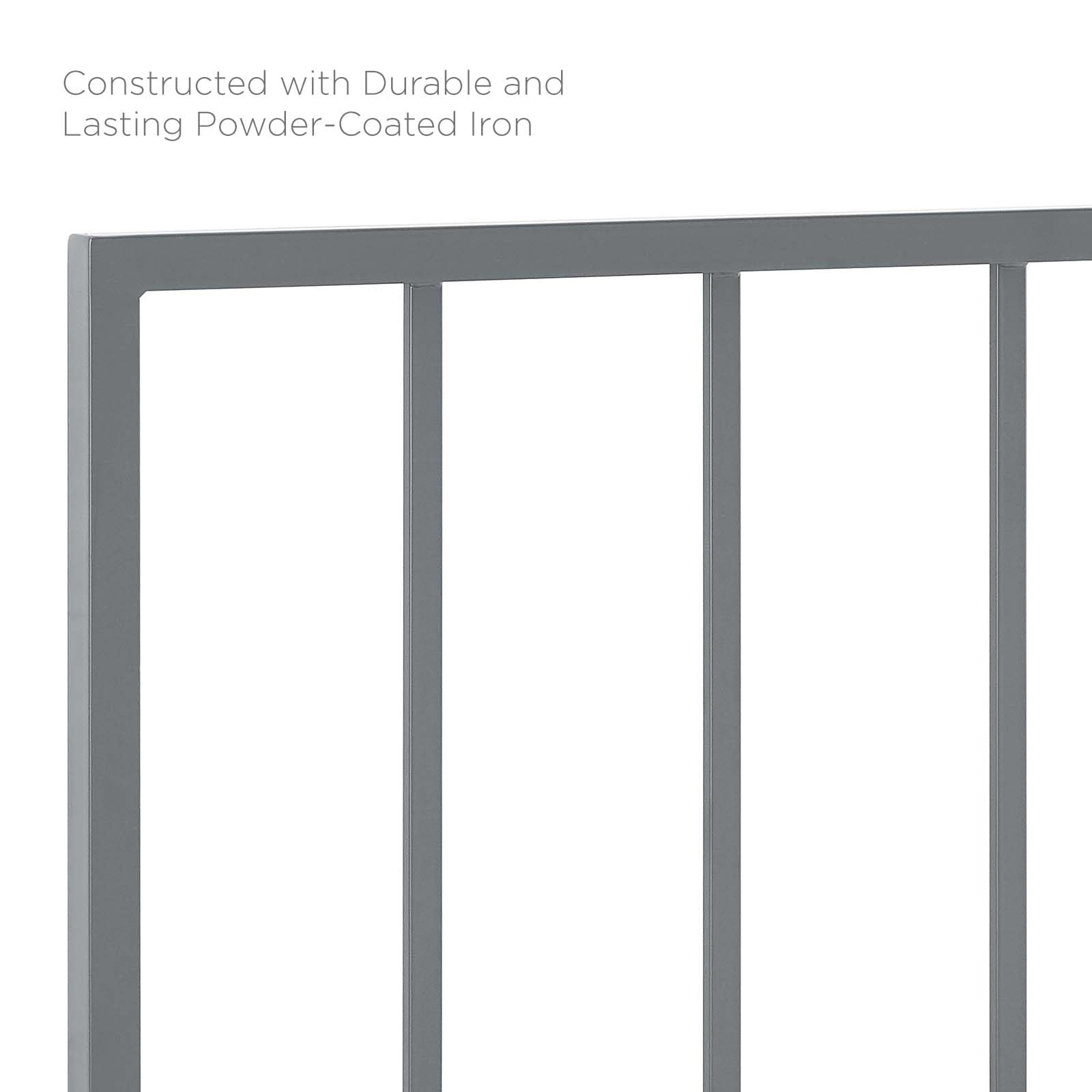Bed | CasaFoyer Tatum Metal King Headboard | Stylish Silhouette | Squared Lines | Spindle Detail | Durable Iron Construction | Powder Coated Finish | Height-Adjustable | Compatible with Most King Beds | Assembly Required | casafoyer.myshopify.com