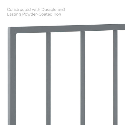 Bed | CasaFoyer Tatum Metal King Headboard | Stylish Silhouette | Squared Lines | Spindle Detail | Durable Iron Construction | Powder Coated Finish | Height-Adjustable | Compatible with Most King Beds | Assembly Required | casafoyer.myshopify.com