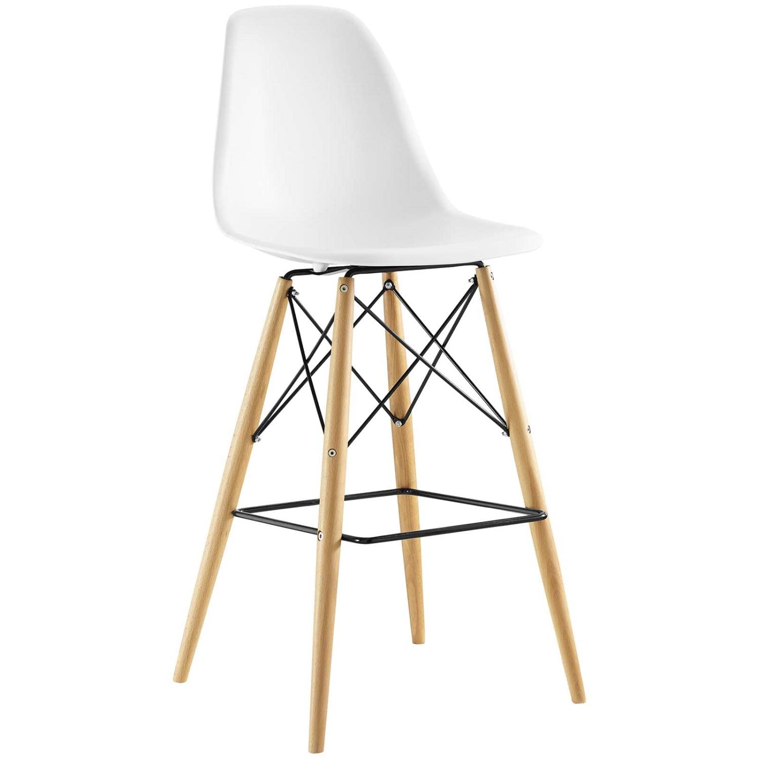 barstools | CasaFoyer Wood Pyramid Dining Side Bar Stool | Set of 4 - Timeless Design | Molded Plastic Top | Solid Wood Legs | Foot Caps | Ideal for Bar Seating | casafoyer.myshopify.com