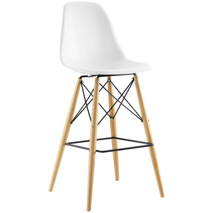 barstools | CasaFoyer Wood Pyramid Dining Side Bar Stool | Set of 4 - Timeless Design | Molded Plastic Top | Solid Wood Legs | Foot Caps | Ideal for Bar Seating | casafoyer.myshopify.com