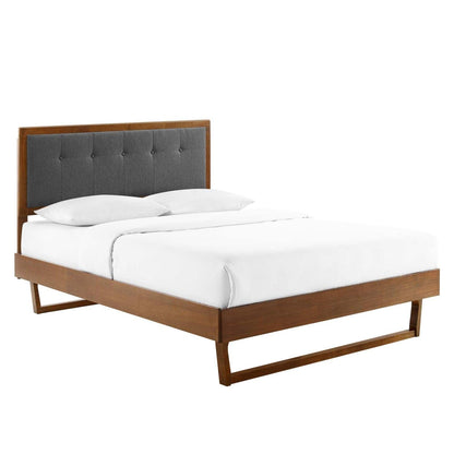bed frames | CasaFoyer Willow Tufted Wood Queen Platform Bed | Mid-Century Design | Upholstered Headboard | Sturdy Materials | Wood Slat Support System | Easy Assembly | casafoyer.myshopify.com