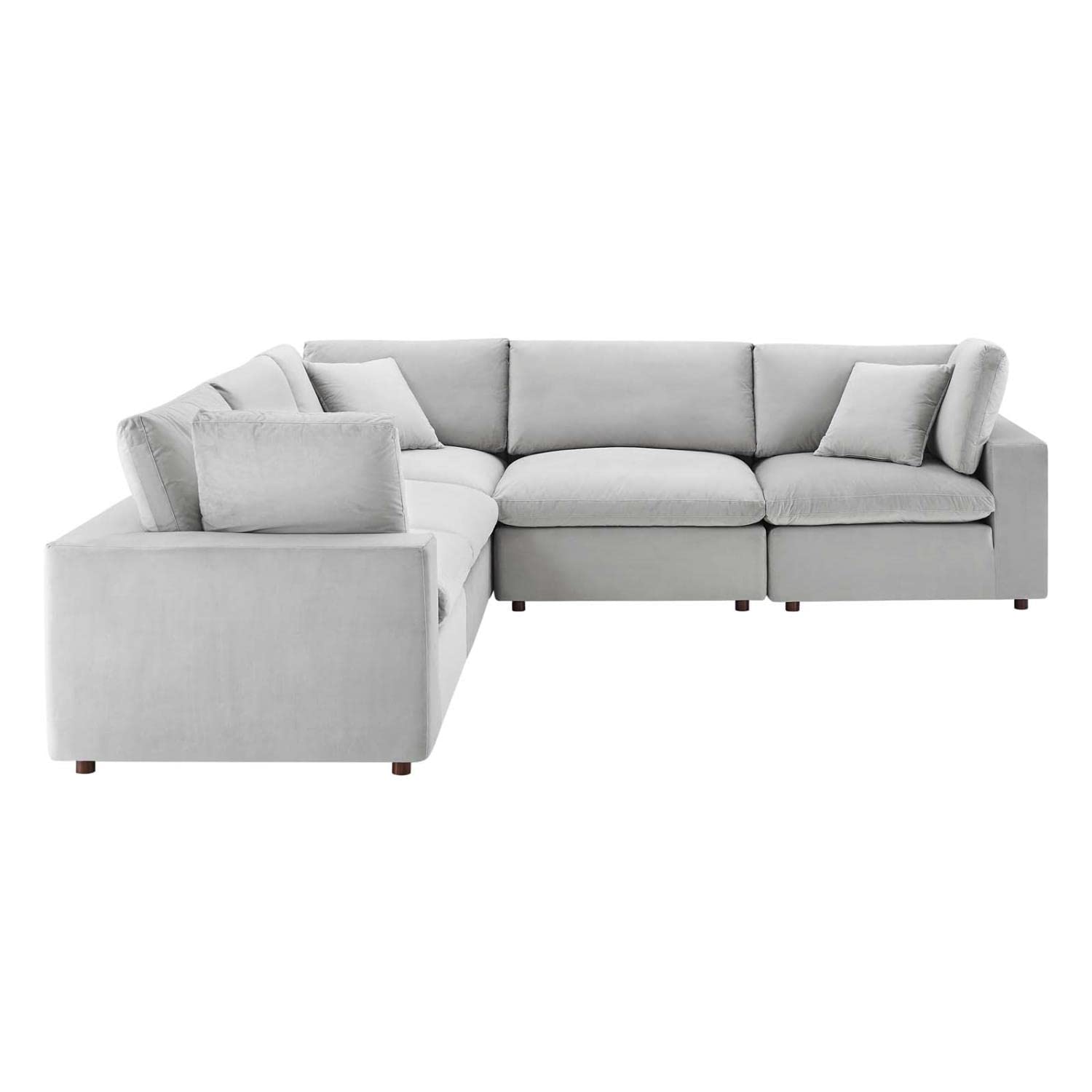 kitchen and dining room sets | CasaFoyer Commix Sectional Sofa Set | Solid Wood Frame | Stain-Resistant Velvet | Foam Padded Cushions | Ultimate Comfort | 5-Piece | Light Gray | casafoyer.myshopify.com