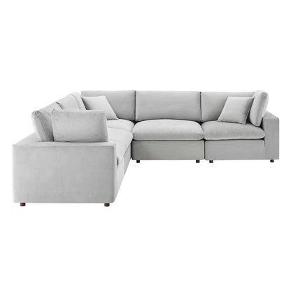 kitchen and dining room sets | CasaFoyer Commix Sectional Sofa Set | Solid Wood Frame | Stain-Resistant Velvet | Foam Padded Cushions | Ultimate Comfort | 5-Piece | Light Gray | casafoyer.myshopify.com