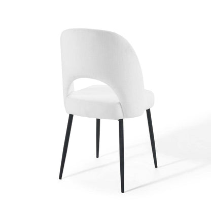 Dining Table | Rouse Upholstered Fabric Dining Side Chair | Stylish & Comfortable | Densely Padded Foam | Soft Fabric Upholstery | Durable Bentwood | Matte Black Stainless Steel Legs | Open Back Design | 331 lbs Weight Capacity | casafoyer.myshopify.com
