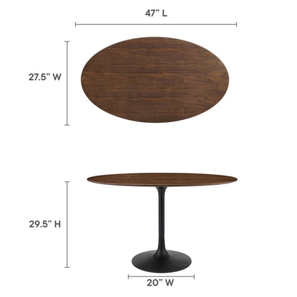 patio dining tables | CasaFoyer Lippa 48 Oval Walnut Dining Table | Timeless Modern Design | Walnut Veneer Top | Tapered Metal Base | casafoyer.myshopify.com