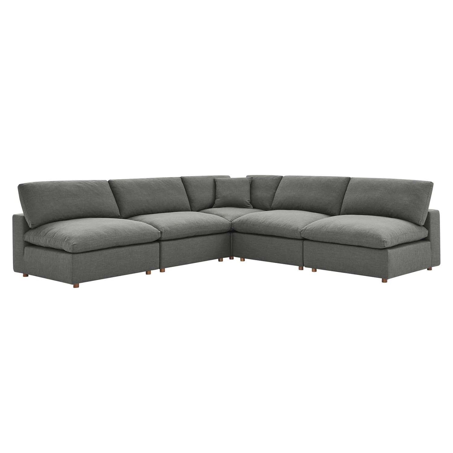 sofas | CasaFoyer Commix Plush Comfort Sectional Sofa Set | Elegant Gray Upholstery | Solid Wood Construction | Cotton & Down Cushions | Ideal for Living Room | 5 Piece Set | casafoyer.myshopify.com