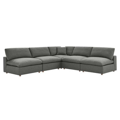 sofas | CasaFoyer Commix Plush Comfort Sectional Sofa Set | Elegant Gray Upholstery | Solid Wood Construction | Cotton & Down Cushions | Ideal for Living Room | 5 Piece Set | casafoyer.myshopify.com