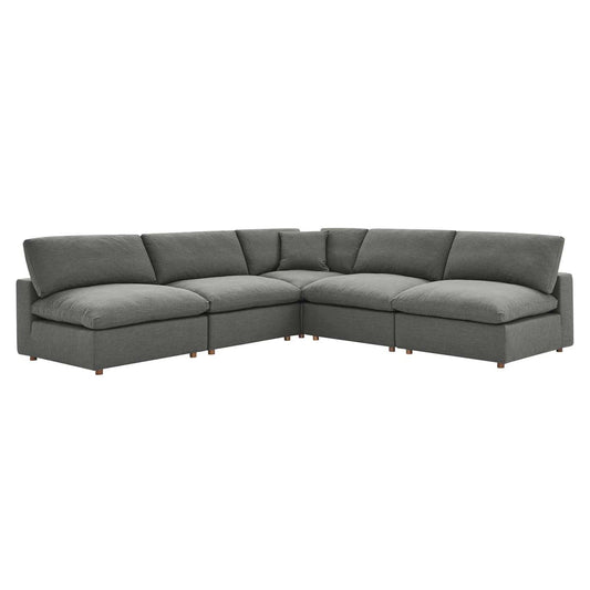 sofas | CasaFoyer Commix Plush Comfort Sectional Sofa Set | Elegant Gray Upholstery | Solid Wood Construction | Cotton & Down Cushions | Ideal for Living Room | 5 Piece Set | casafoyer.myshopify.com