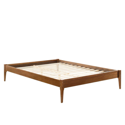 bed frames | CasaFoyer June Full Platform Bed | Sleek & Cozy Mid-Century Design | Durable Wood Construction | No Box Spring Needed | Easy Assembly | Walnut Finish | casafoyer.myshopify.com