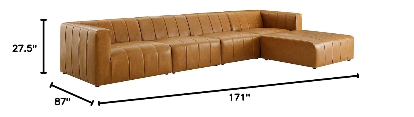 kitchen and dining room sets | CasaFoyer Bartlett Vegan Leather 5-Piece Sectional Sofa | Retro Modern Style | Vegan Leather Upholstery | Dense Foam Padding | Modular Connectors | Non-Marking Foot Caps | Weight Capacity 331 lbs | casafoyer.myshopify.com
