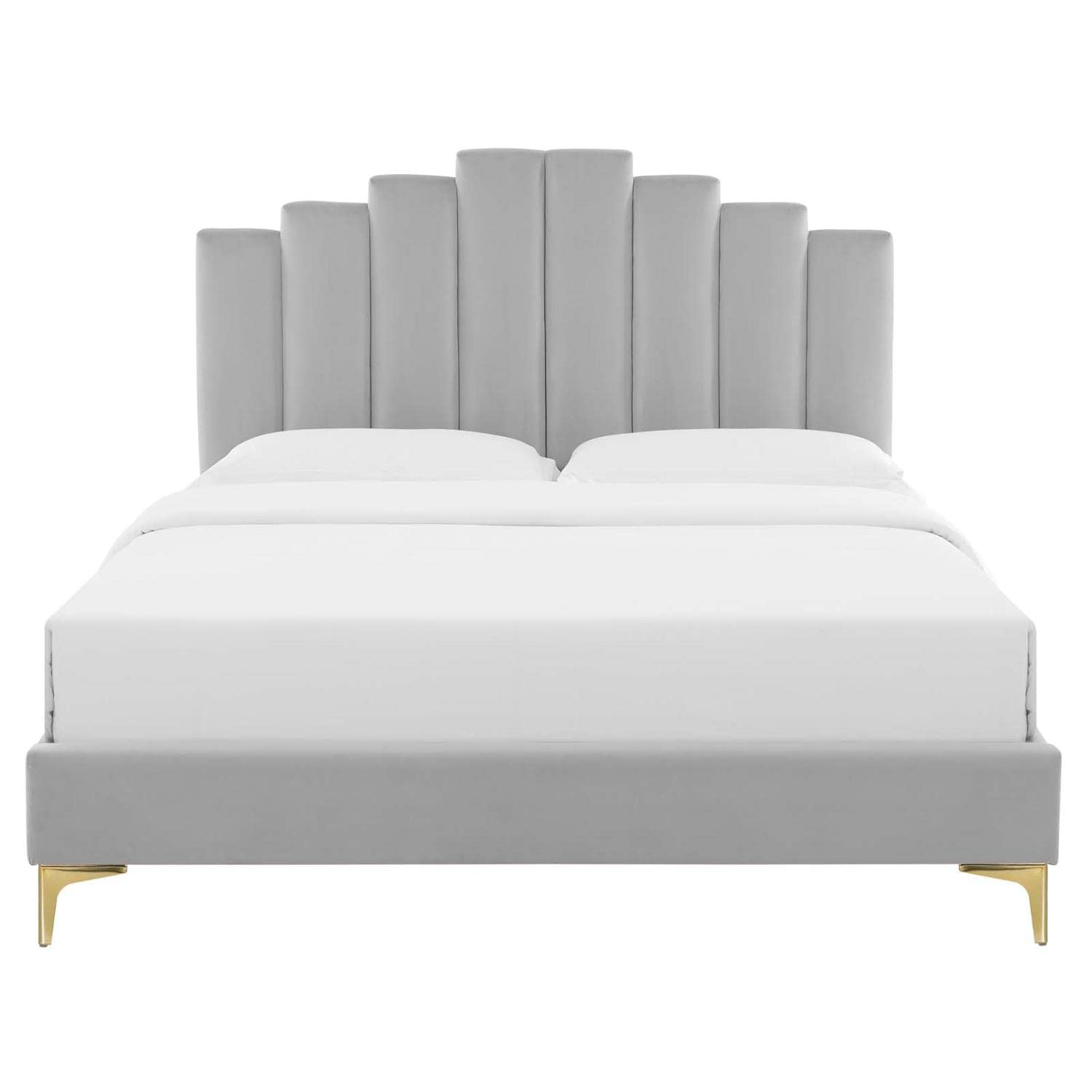 adjustable bed bases | CasaFoyer Elise Performance Velvet Twin Platform Bed | Art Deco Style | Channel Tufting | Gold Metal Legs | Stain-Resistant Velvet | Foam Padding | Sturdy Support | Easy Assembly | casafoyer.myshopify.com