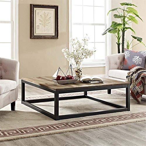 coffee tables | Ergode Attune Coffee Table | Solid Pine Wood Top | Black Iron Frame | Modern Farmhouse, Industrial Modern, Contemporary Decor | Durable Construction | casafoyer.myshopify.com