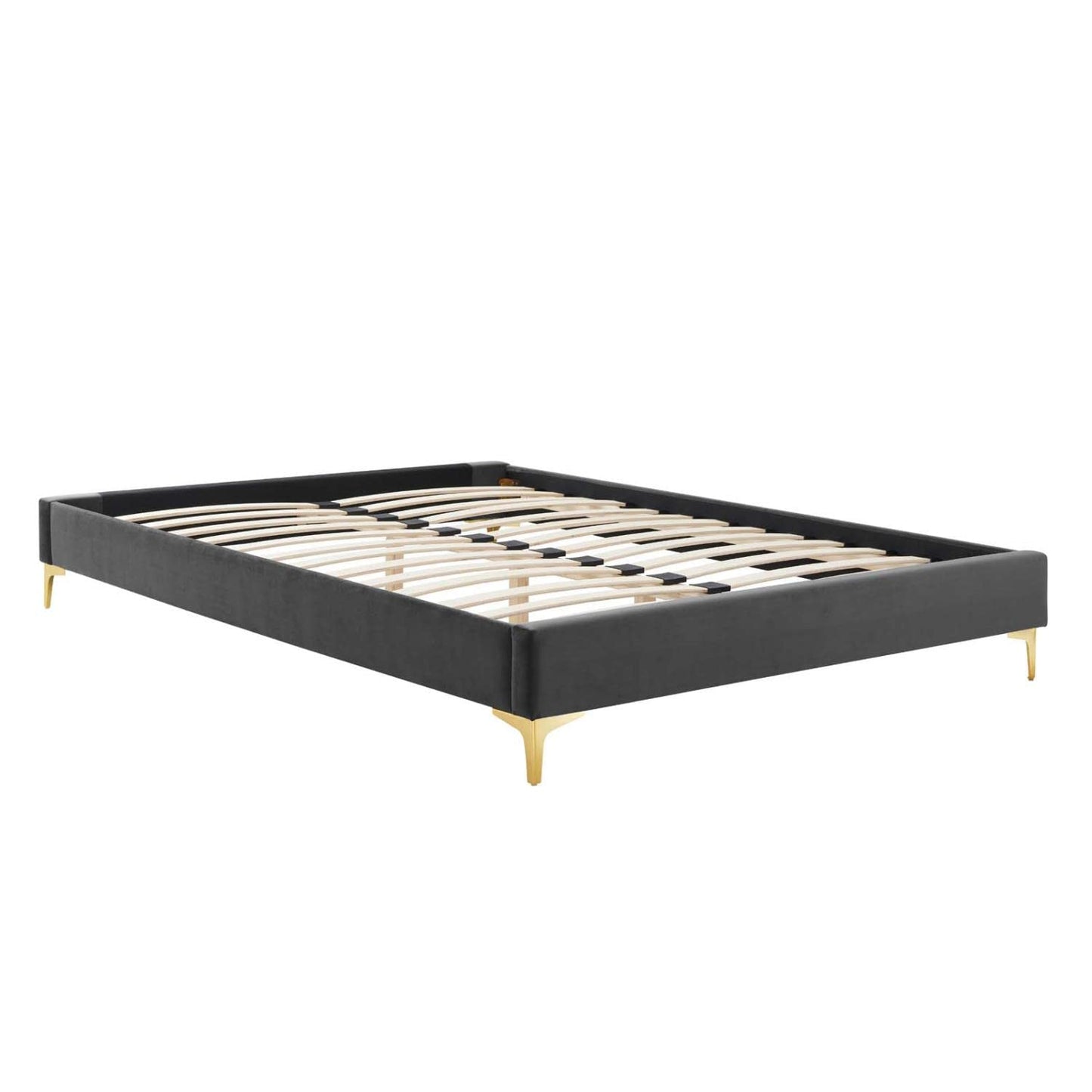 bed frames | CasaFoyer Sutton Performance Velvet Full Bed Frame | Stain-Resistant | No Box Spring Needed | Gold Metal Legs | 800 lbs Weight Capacity | casafoyer.myshopify.com