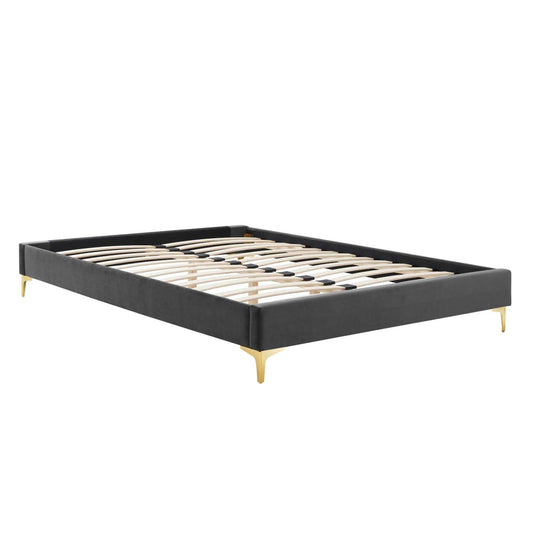 bed frames | CasaFoyer Sutton Performance Velvet Full Bed Frame | Stain-Resistant | No Box Spring Needed | Gold Metal Legs | 800 lbs Weight Capacity | casafoyer.myshopify.com