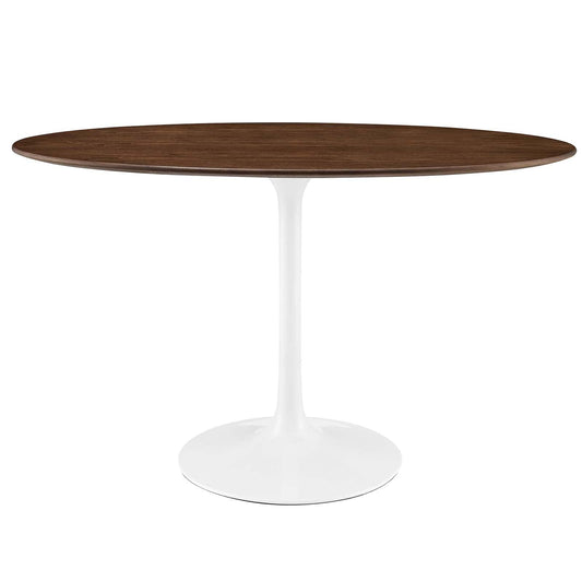 Dining Table | Lippa 48 Oval Walnut Dining Table | Timeless Modernism | Organic Shape | Elegant Design | Walnut Veneer Top | Chip-Resistant Finish | Tapered Metal Base | casafoyer.myshopify.com