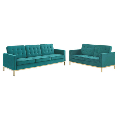 kitchen and dining room sets | CasaFoyer Loft Gold Stainless Steel Leg Performance Velvet Sofa | Loveseat Set - Luxurious Retro Modern Design | Stylish Living Rooms & Lounges | casafoyer.myshopify.com